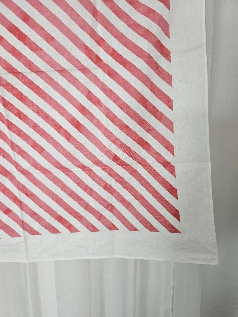 Marimekko Red and White Diagonal Stripe Cotton Square Scarf